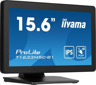 IIYAMA Monitor IIYAMA T1633MSC-B1 15.6inch PCAP Full HD Bezel Free Front 10P Touch 385cd/m2 HDMI DP USB Interface HUB 2x2.0 Speakers