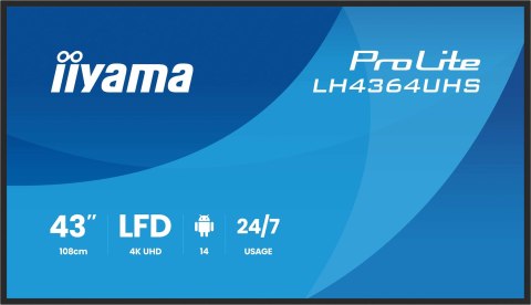 IIYAMA Płaski ekran iiyama LH4364UHS-B1AG 43 cale LCD UHD - 109,2 cm