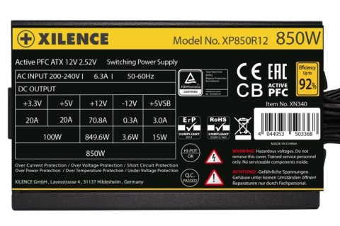 XILENCE Xilence Performance A+ XN340 | XP850R12 moduł zasilaczy 850 W 20+4 pin ATX ATX Czarny