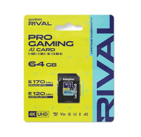 GoodRam GOODRAM microSDXC 64GB V30 A2 UHS I U3 RIVAL + adapter