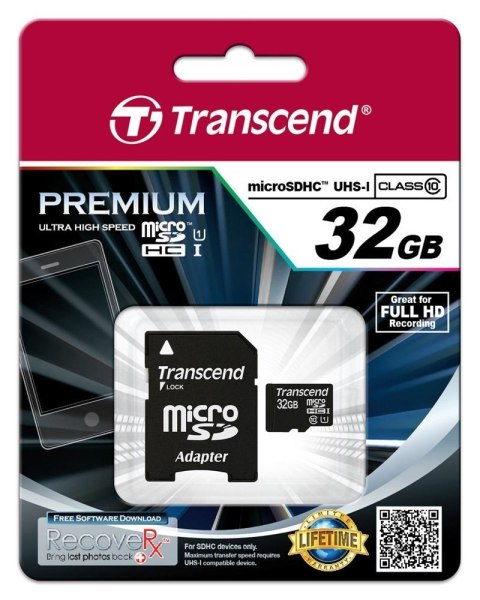 Transcend SD microSD Card 32GB Transcend SDHC UHS1 w/adapter
