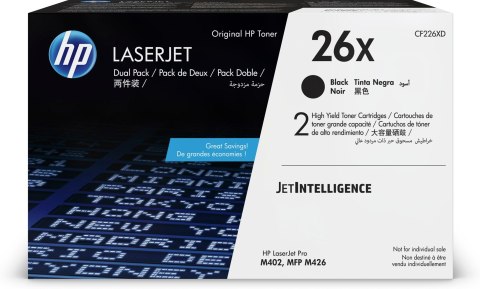 Hewlett-Packard HP 26X - zestaw 2 czarnych, oryginalnych wkładów z tonerem XL