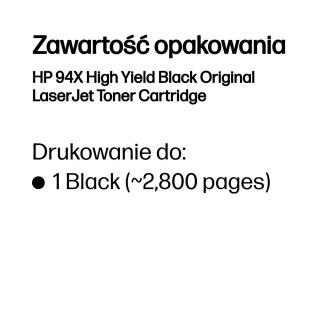 Hewlett-Packard HP 94X High Yield Black Original LaserJet Toner Cartridge