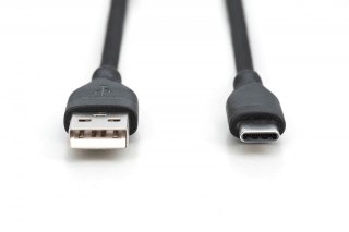 Digitus Kabel połączeniowy silikonowy USB-A - USB-C, USB 2.0 60W, 2m Czarny