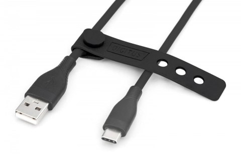 Digitus Kabel połączeniowy silikonowy USB-A - USB-C, USB 2.0 60W, 2m Czarny
