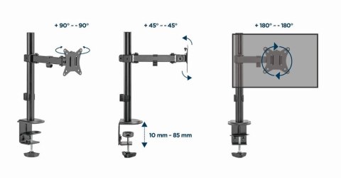 GEMBIRD GEMBIRD BIURKOWE REGULOWANE RAMIĘ/UCHWYT NA MONITOR 17-32, VESA 100X100MM, DO 9 KG