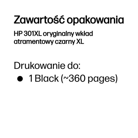Hewlett-Packard Tusz HP czarny HP 301XL, HP301XL=CH563EE, 480 str.,8 ml