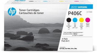 Hewlett-Packard Samsung Zestaw 4 oryginalnych błękitnych, purpurowych, żółtych i czarnych tonerów HP CLT-P406C