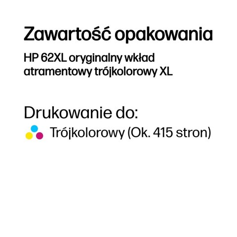 Hewlett-Packard Tusz HP 62XL Color