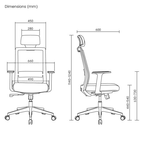 Ergo office ERGO OFFICE FOTEL BIUROWY ERGONOMICZNY PREMIUM ER-425 Z WYSOKIM OPARCIEM MAX 150KG