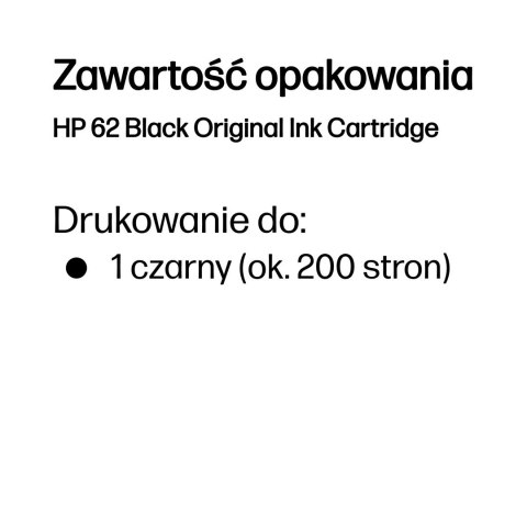 Hewlett-Packard HP 62 oryginalny wkład atramentowy czarny