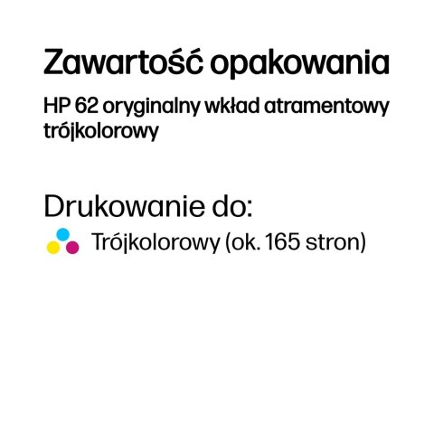 Hewlett-Packard HP 62 oryginalny wkład atramentowy trójkolorowy