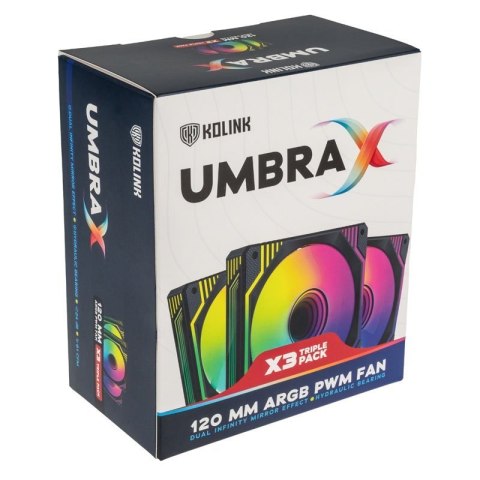 KOLINK Kolink Umbra X 120mm ARGB High Performance PWM Fan Triple Pack - Black