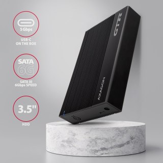 AXAGON AXAGON EE35-GTR USB-C 3.2 Gen 1 - SATA 6G, Obudowa Zewnętrznego Dysku Twardego 3.5", Ryflowana - Czarna
