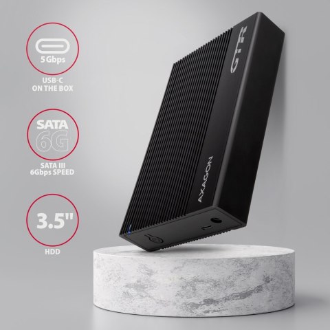 AXAGON AXAGON EE35-GTR USB-C 3.2 Gen 1 - SATA 6G, Obudowa Zewnętrznego Dysku Twardego 3.5", Ryflowana - Czarna