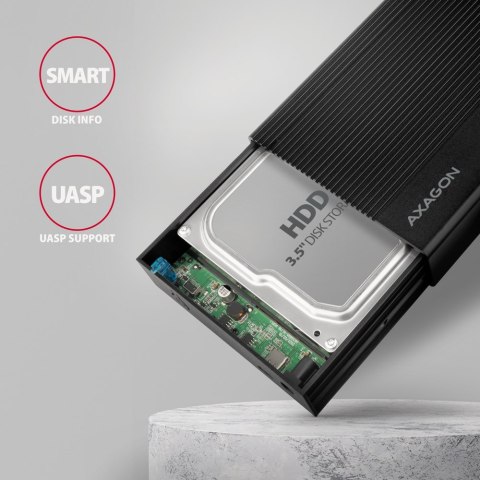 AXAGON AXAGON EE35-GTR USB-C 3.2 Gen 1 - SATA 6G, Obudowa Zewnętrznego Dysku Twardego 3.5", Ryflowana - Czarna