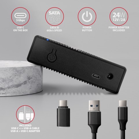 AXAGON AXAGON EE35-GTR USB-C 3.2 Gen 1 - SATA 6G, Obudowa Zewnętrznego Dysku Twardego 3.5", Ryflowana - Czarna