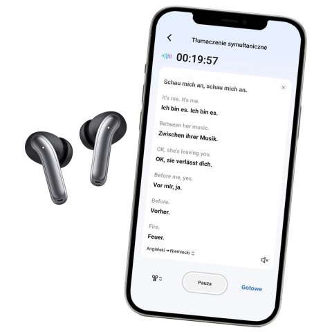 AUDIOCORE Słuchawki bezprzewodowe Audiocore, hybrydowe ANC, ENC, 6 mikrofonów, etui ładujące, Tuya, AC591 PRO