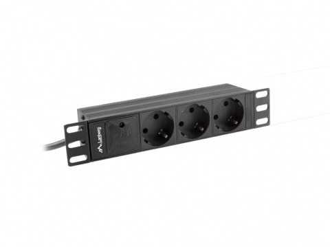 Lanberg Listwa zasilająca Rack PDU 10 cali 1U 3x Schuko 2m 16A czarna