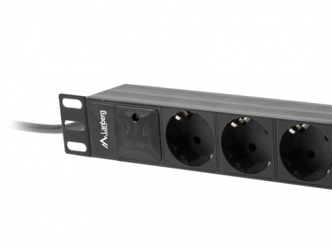 Lanberg Listwa zasilająca Rack PDU 10 cali 1U 3x Schuko 2m 16A czarna