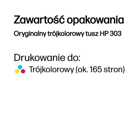 Hewlett-Packard Tusz Oryginalny HP 303 (T6N01AE) (Kolorowy: Cyan Magenta Yellow)