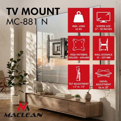 Maclean Uchwyt do TV max 65 kg MC-881 N