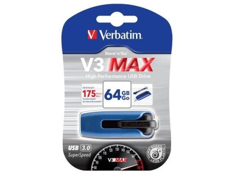 Verbatim Verbatim Store 'n' Go V3 Max pamięć USB 64 GB USB Typu-A 3.2 Gen 1 (3.1 Gen 1) Niebieski