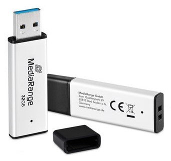No name MediaRange MR1900 pamięć USB 32 GB USB Typu-A 3.2 Gen 1 (3.1 Gen 1) Czarny, Srebrny