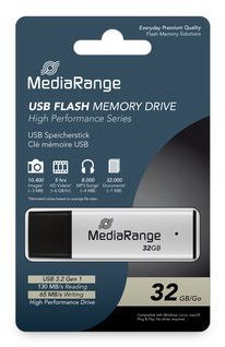 No name MediaRange MR1900 pamięć USB 32 GB USB Typu-A 3.2 Gen 1 (3.1 Gen 1) Czarny, Srebrny