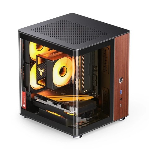 Jonsbo Obudowa PC Jonsbo TK-0, Mini-Tower, Mini-ITX, Tempered Glass, Holz - schwarz