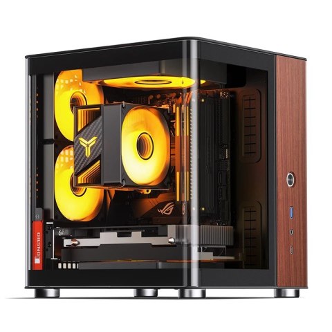 Jonsbo Obudowa PC Jonsbo TK-0, Mini-Tower, Mini-ITX, Tempered Glass, Holz - schwarz