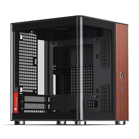 Jonsbo Obudowa PC Jonsbo TK-0, Mini-Tower, Mini-ITX, Tempered Glass, Holz - schwarz