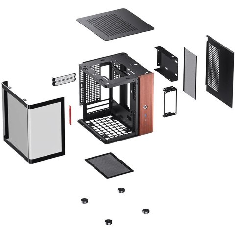 Jonsbo Obudowa PC Jonsbo TK-0, Mini-Tower, Mini-ITX, Tempered Glass, Holz - schwarz