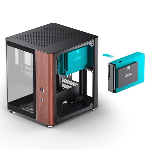 Jonsbo Obudowa PC Jonsbo TK-0, Mini-Tower, Mini-ITX, Tempered Glass, Holz - schwarz