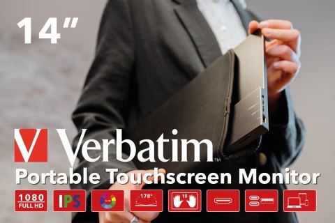 Verbatim Verbatim 49591 monitor komputerowy 35,6 cm (14") 1920 x 1080 px Full HD LCD Ekran dotykowy Czarny