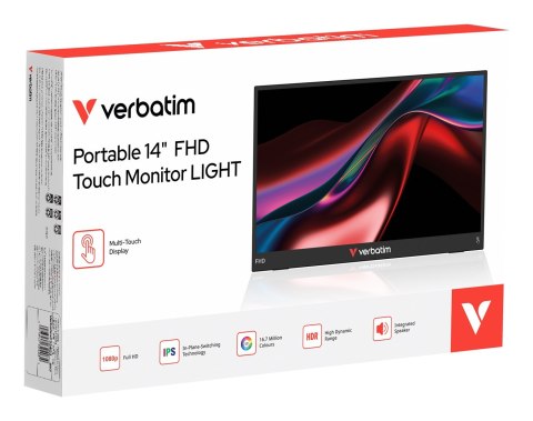 Verbatim Verbatim Portable 14" FHD Touch Monitor LIGHT Przenośny monitor Czarny 35,6 cm (14") LCD 1920 x 1080 px