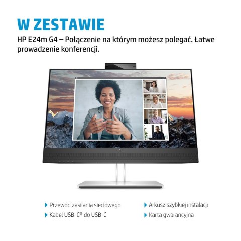 Hewlett-Packard HP E24m G4 60,5 cm (23.8") 1920 x 1080 px monitor Full HD Czarny, Srebrny