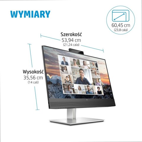 Hewlett-Packard HP E24m G4 60,5 cm (23.8") 1920 x 1080 px monitor Full HD Czarny, Srebrny