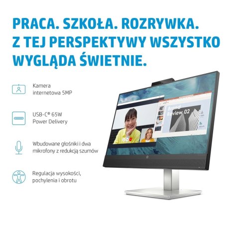 Hewlett-Packard HP E24m G4 60,5 cm (23.8") 1920 x 1080 px monitor Full HD Czarny, Srebrny