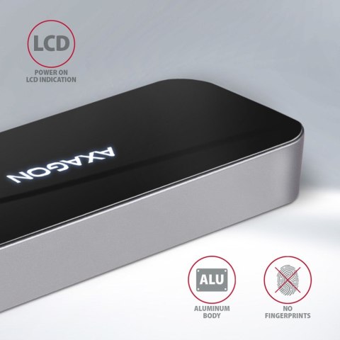 AXAGON Axagon HMC-6GL stacja dokująca USB 3.2 Gen 1 (3.1 Gen 1) Type-C Czarny, Szary