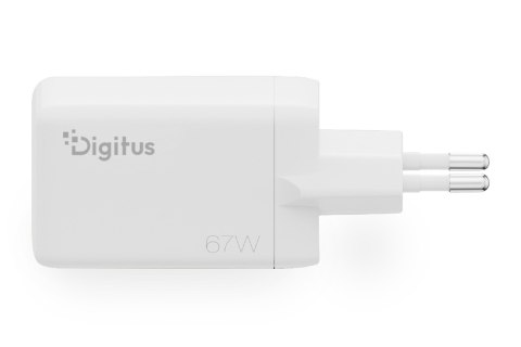DIGITUS Digitus Ładowarka sieciowa GaN II 67W | 2x USB-C, 1x USB-A | PD 3.0, QC 3.0 | Biała