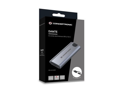 No name Conceptronic DANTE05G obudowa do dysków twardych Obudowa SSD Szary M.2