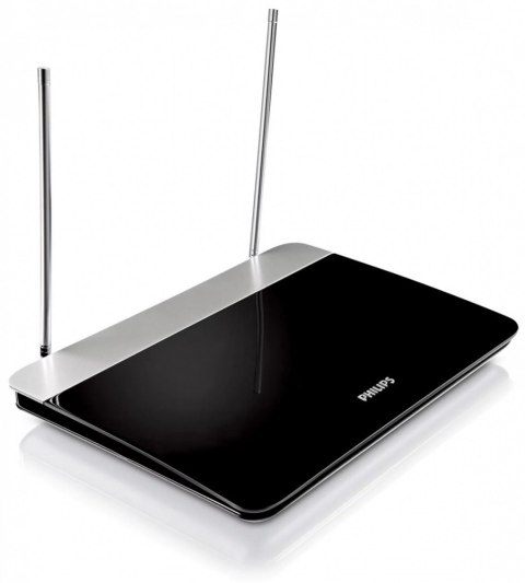 Philips Antena wewnętrzna TV z regulacją wzmocnienia, przewód koncentryczny 1.8m, 75Ohm, 3G/4G, DVB-T/T2, zgodna z RED
