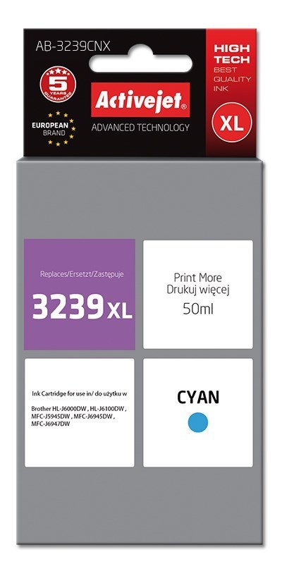 Activejet Activejet AB-3239CNX Tusz (zamiennik Brother LC3239XLC; Supreme; 50 ml; błękitny)