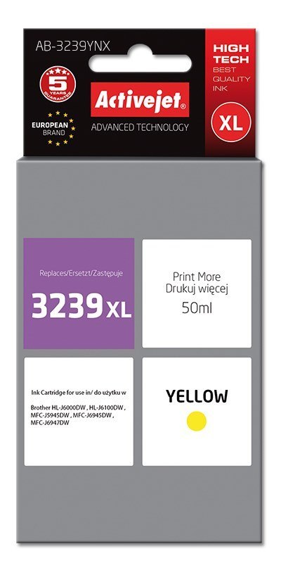 Activejet Activejet AB-3239YNX Tusz (zamiennik Brother LC3239XLY; Supreme; 50 ml; żółty)