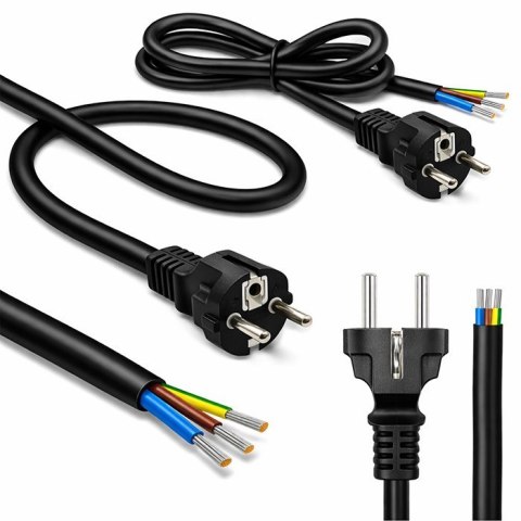 Qoltec Kabel zasilający SCHUKO CEE 7/7 (E/F) | miedź Cu | odizolowany lutowany | 3x1.5mm2 | 1.8m