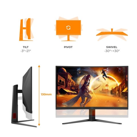 AOC Monitor 31,5" AOC G4 C32G4Z 1920x1080px Full HD LCD Curved Czarny, Czerwony