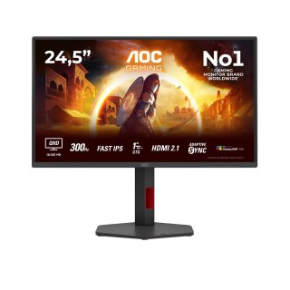 AOC Monitor AOC Q25G4SR, 24,5 cali, IPS, Złącze QHD, 16:9, 300 Hz, 1 ms, 2560 x 1440 pikseli, 400 cd/m2, Ilość portów HDMI: 2, Czarn