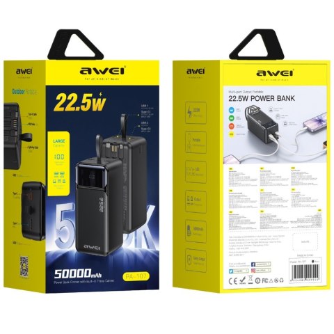 AWEI Powerbank 50000mAh 22,5W PA-107 PD 3xUSB