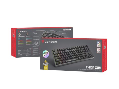 GENESIS GENESIS Thor 404 TKL klawiatura Gaming USB QWERTY Amerykański międzynarodowy Czarny